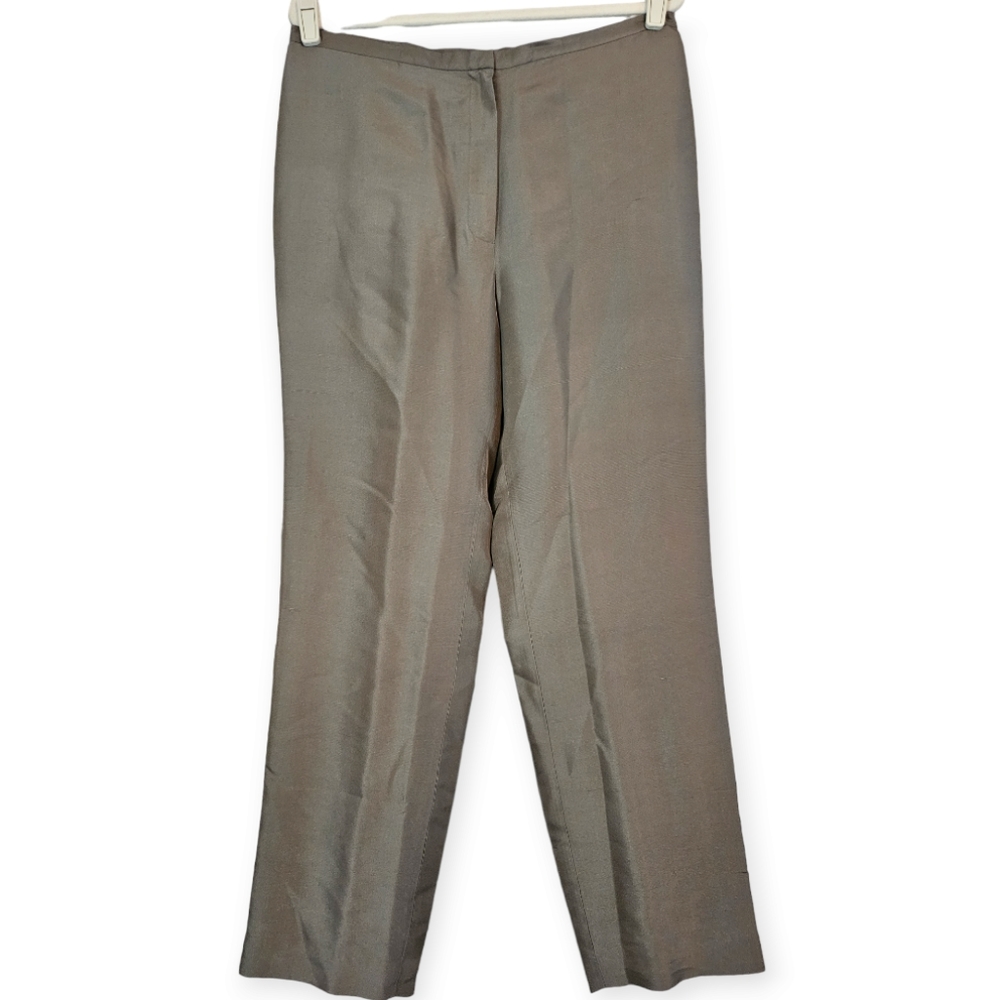 NWOT Mel & Lisa gray 100% pure silk trousers pants Womens 12